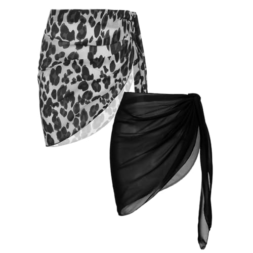 Image of Ekouaer 2 Pieces Women Beach Sarongs Sheer Cover Ups Chiffon Bikini Wrap Skirt for Swimwear S-XXL