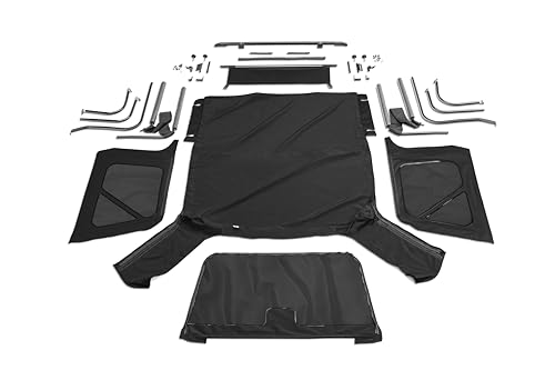 RAMPAGE PRODUCTS Complete Soft Top for Jeep Wrangler TJ | Tinted Windows Includes Frame & Hardware Vinyl Black Diamond | 68835 | Fits 1997-2006 Jeep Wrangler TJ with Full Steel Doors