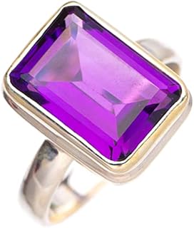 StarGems Natural Amethyst Handmade 925 Sterling Silver Ring 6.75 E3531-6.75