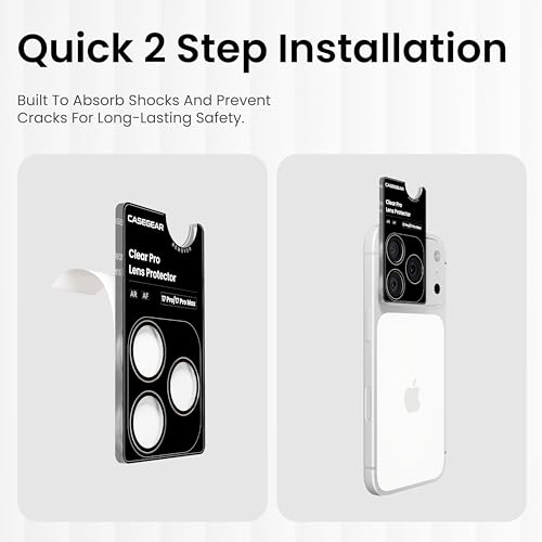 Image of CASEGEAR Clear Pro Camera Lens Protector Compatible With iPhone 17 Pro | HD Clarity | Scratch Resistant | Complete Coverage | Easy Installation | Silver