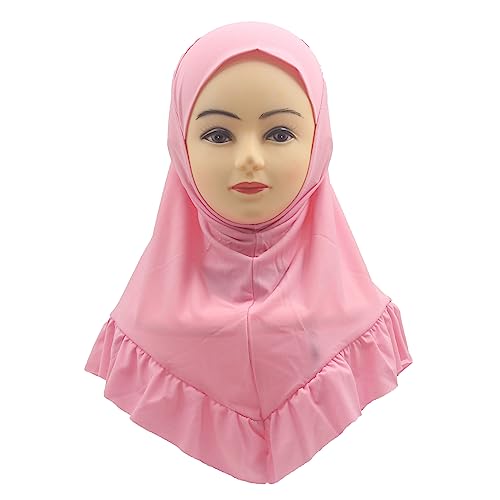 Hijab Scarf Girls Kids Ruffle Lotus Leaf Hijabs Solid Color Head Scarfs for Baby2