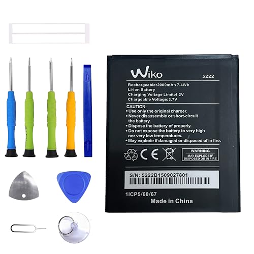 ERYNK WIKO 5222 Batterie de rechange compatible avec Wiko Freddy 9669 avec jeu d'outils