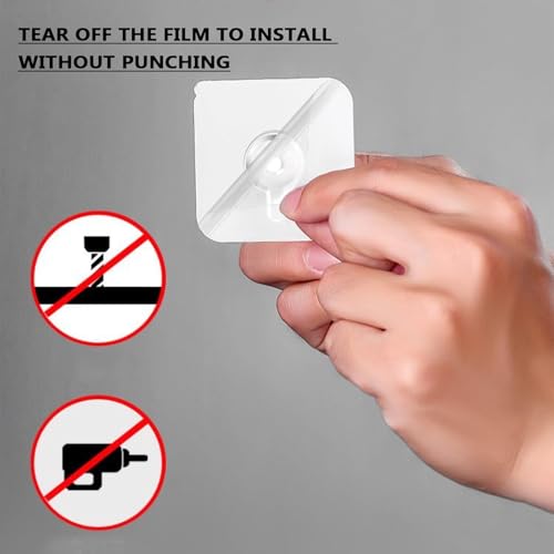 Image of 24 Pack Adhesive Wall Hooks, Wall Hangers Without Nails, No Damage Picture Hooks Waterproof and Rustproof to use Inside Kitchen, Bathroom, Home and Office (8mm)
