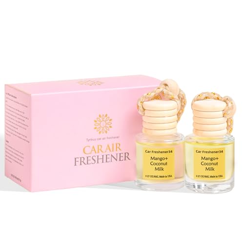 Image of Hanging Car Air Freshener, Long Lasting Essential Oil Diffuser, Non-Toxic New Car Scent, Cute Car Fresheners for Women, 2 Pack Made in USA