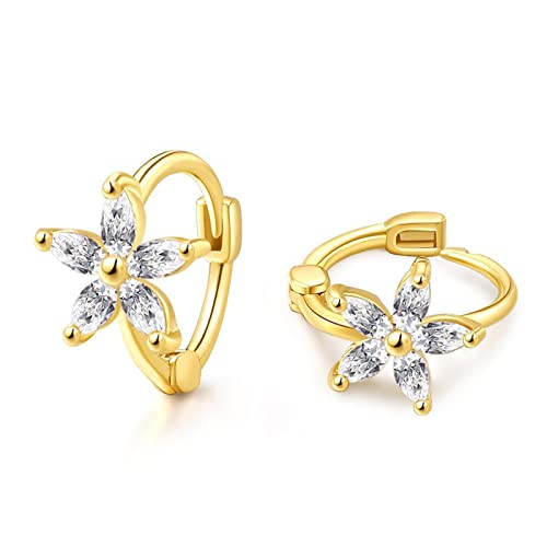 Image of DAILY VIBES Dainty Butterfly Cross CZ Small Huggie Hoop Earrings for Women