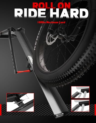 Image of Young 200 lbs Ebike Racks with Ramp for Tow Hitch with 2 Arms, Tire Clamp 2 Bike Rack Hitch for Car SUV RV Truck Trailer, Scratch Free, Fit up to 5 Inch Fat Tire, 2 inch Receiver