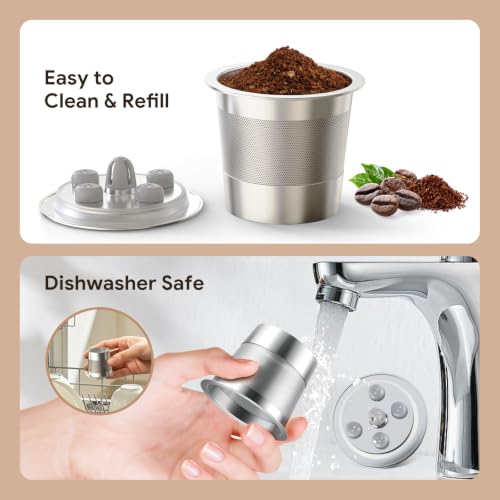 Image of 2 Pack Stainless Steel Reusable K Cups for Keurig Supreme & Supreme Plus, Five Hole Universal Keurig Refillable coffee pod filter with MultiStream Universal Coffee Pods