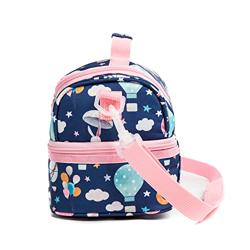 Image of Insulated Kids Dual Compartment Lunch Bag Tote Pack for Girls Boys Toddler School Picnic Food Cooler Hot Water Ice with Strap Bunny