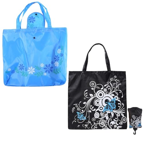 VPB 2 Pezzi Borsa Shopper Riutilizzabili,Borsa Spesa Pieghevole,Leggero e Portatile,Tote Bag per Shopping,Viaggio