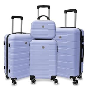 HOUAGI Luggage 4 Piece Sets, Luggage Set with Spinner Wheels and TSA Lock,Carry on Lightweight Hard Shell Luggage, Suitcase Clearance,(12in,20in,24in28in) Lavender purple