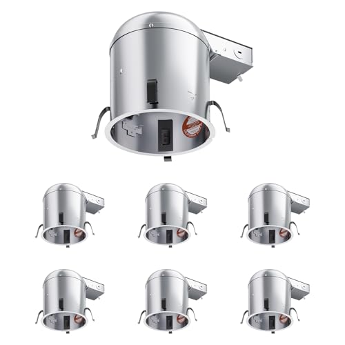 ANYHOME 6 Pack 6 Inch Recessed Lighting Housing Remodel,Can Light Housing,IC Rated & Air Tight,E26 Connector,ETL Listed