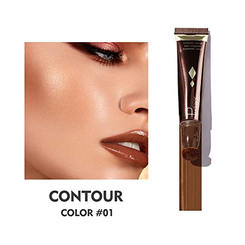 Marine Forest Contour Beauty Wand, 13 Colors Silky Cream Contour Stick With Cushion Applicator, Face Highlighter, Bronzer And Blush Makeup, Long Lasting, Lightweight And Blendable, 0.7 Fl Oz (01) #TOP1