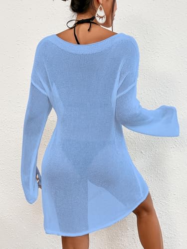 Image of Bsubseach Crochet Cover Ups for Women Bathing Suit Cover Up Dress Mesh Beach Top