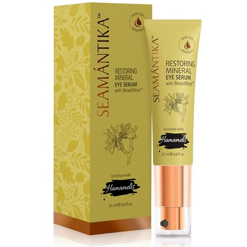 SEAMANTIKA - Sérum Contour des Yeux Minéral à l’Hamamélis - Réduit les Cernes et les Poches - Convient à tous les Types de Peau - Sans Parabènes, Sulfates, Huiles minérales - 25 ml
