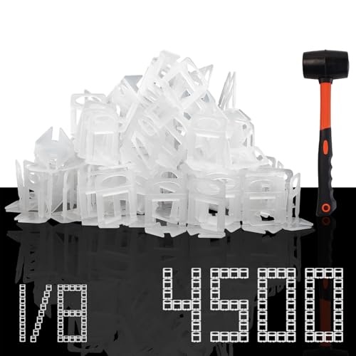 Storystore Tile Leveling System with Hammer - 4500 Piece Tile Leveling Clips 1/8", Tiles Spacers Leveling System DIY for Professional Ceramic Tile and Stone Installation by Storystore - Used condition - US$52.22