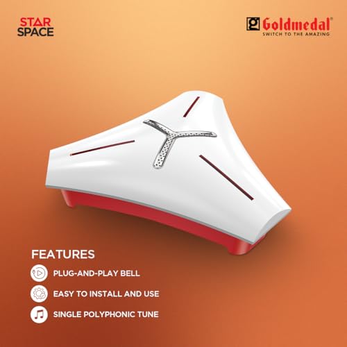 Image of Goldmedal Star Space Electric Door Bell with Piano tune-English single tune | Calling Bell For Home | Door Bell for Home, Hotel Rooms | Sleek & Modern Design | Single Tone Doorbell | White