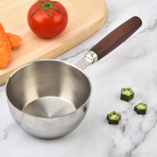 Olla de acero inoxidable resistente a deformaciones y de fácil limpieza con mango de madera 8