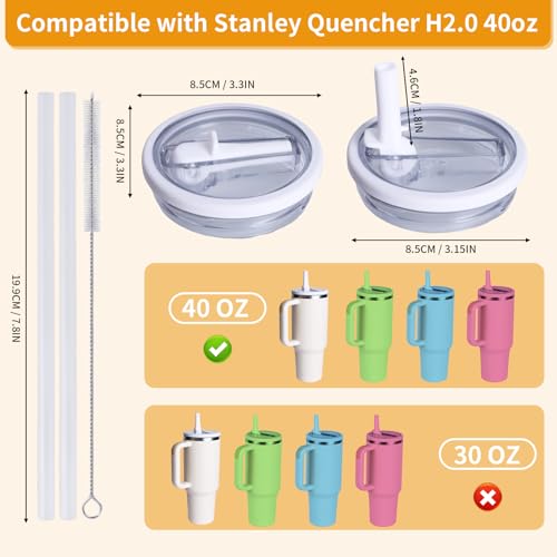 Image of 2 Pack Stanley Lid Replacement 40 oz, Leak Proof Lid for Stanley Quencher H2.0, Leakproof Spill Proof Flip Straw Tumbler Lids for Stanley Cup Accessories, BPA Free No Spill Lid