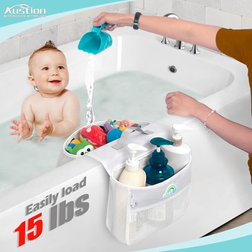 Saddle shape 2 Compartments Bath Toy Organizer, Easy Access for Children, Wide Opening Bath Toy Holder for Drying Toys and Storage, Mesh Shower Toy Holder and Bath Tub Toy Storage Organizer for Tub. by Austion - Image 3