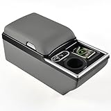 Coverado Universal Car Center Console with Wireless Charging & Cup Holder, Back Seat Organizers, Rear Bench Seat Central Armrest Box with Storage, for Most Vehicles, Easy Install, Gray