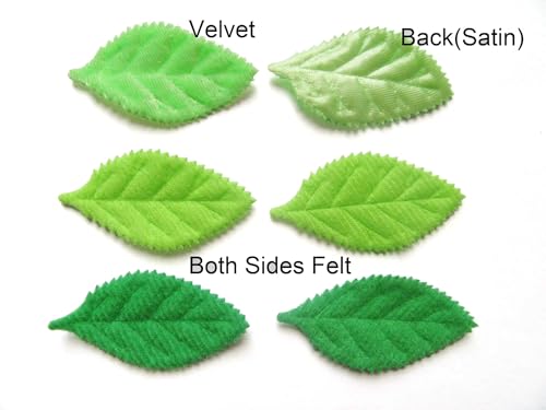 Image of YYCRAFT Pack of Padded 2-Faced Satin Velvet Leaf Appliques /Craft (180 PCS Lime /Green)
