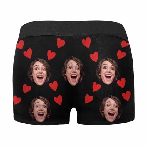 LOSARON Custom Face Mens Boxer Briefs Mine Red Heart Pattern Personalized Underwear with Photo Picture for Boyfriend Husband4