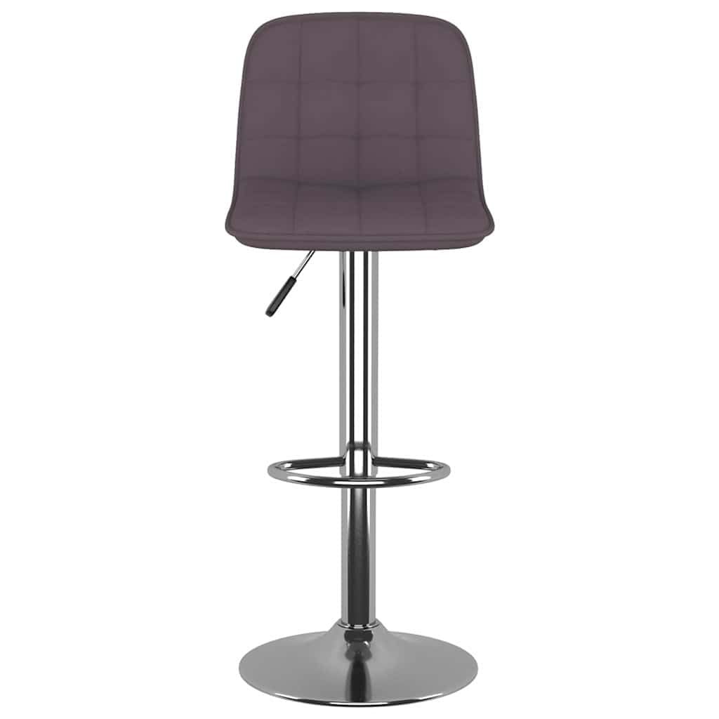 2 taburetes de bar de tela gris pardo con estructura de acero cromado, altura regulable y giratoria, con reposapiés y respaldo para cocina, comedor, mostrador y zona de bar
