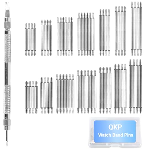 QKP Watch Band Pins 64Pcs Watch Repair Kit to Replace the Watch Strap (16mm-28mm) Stainless Steel Watchband Pins for Metal Leather and Nylon Watch Straps