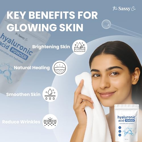Image of Pure Hyaluronic Acid Powder for Face | 100% Sodium Hyaluronate | DIY Serum Booster for Deep Hydration & Plumping | Anti-Aging, Fine Lines | Vegan, Fragrance-Free | All Skin Types