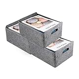 Welaxy Storage Baskets 3-piece Collapsible Felt Storage bin Foldable Shelf Drawers Organizers Box with Handles for Kids Toys pet Toy magazine...