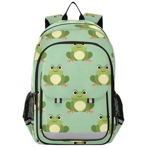 Sac à dos portable enfants grenouille verte grand compartiment PC et sac décontracté