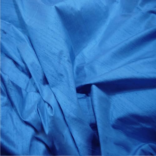 Silk Dupion Fabric, 100% Silk Yarn, 112cm Wide, Luxurious Slub Texture, for Fashion and Soft Furnishings, Multiple Colours (Sapphire (20), Sample (15 cm x 15cm))