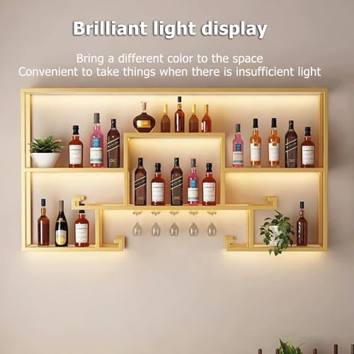 Soporte para botellas de pared con espacio LED para barra de bar 7