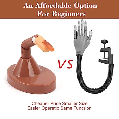 Practice Finger For Acrylic Nails, 1Pc Adjustable Fake Mannequin Fingers With 1Pc Acrylic Finger Base And 100Pcs Brown Nail Tips, Movable Flexible Training Fake Finger Nail To Practice Nail Art #TOP5