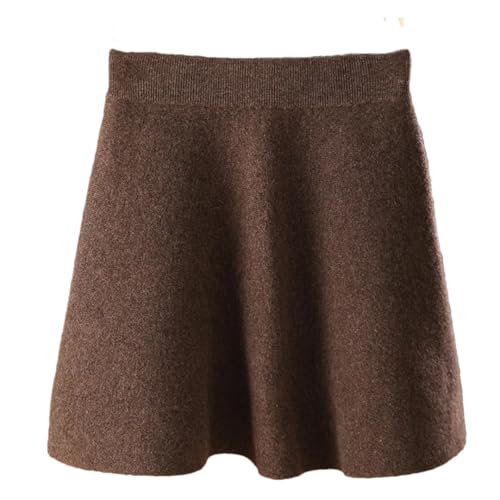 Falda Corta De Lana 100% para Mujer Falda Acampanada Tejida De Cintura Alta Falda Adelgazante Y Versátil De Un Solo Paso 086Mocha M