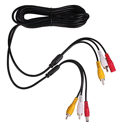 DC Power RCA Audio Video AV 3 in 1 Extension Cable Cord Adapter for CCTV Security Car Tuck Bus Trailer Reverse Parking Stereos Camera 5 Meters 16Ft by HitCar