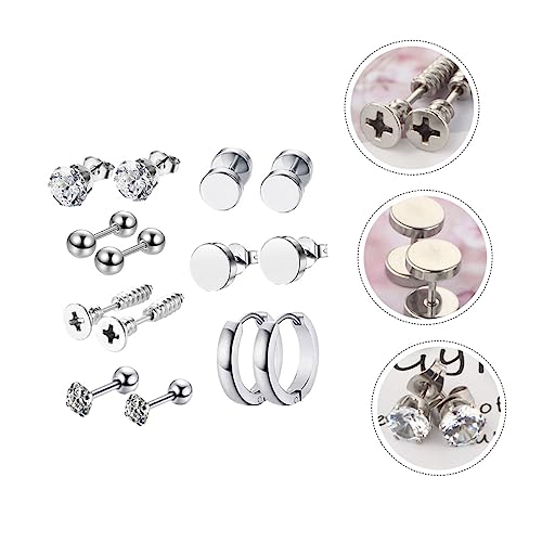 CRAFTHROU 14 Pçs Conjunto De Brincos Masculinos De Cristal Brincos De Aço Inoxidável Conjunto De Bri