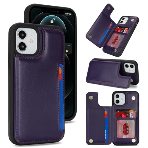 Étui iPhone 12 / 12 Pro avec porte-cartes iCoverCase violet foncé