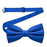 SUJIBHI Men's Bow Tie Classic Solid Color Pre-Tied Bow Tie Adjustable Formal Neck Bow Ties for Men Business Wedding Party Work (Blue)