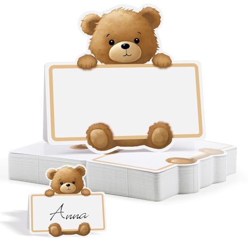 50pz Segnaposti Cartellini Battesimo Nascita Bimbo Segnaposto Orsetto Decorazione Tavola Compleanno Bigliettini Carta Festa Battesimo Nascita Compleanno