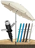 4smile Sonnenschirm Strand SunnyJoy, 3-in-1 SET, Beige - UPF 50+ Strandschirm Ø 180 cm + Sonnenschirm-Bodenhülse + Sonnenschirmhülle - Komplettes Sonnenschutz Strand Set