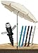 4smile Sonnenschirm Strand SunnyJoy, 3-in-1 SET, Beige - UPF 50+ Strandschirm Ø 180 cm + Sonnenschirm-Bodenhülse + Sonnenschirmhülle - Komplettes Sonnenschutz Strand Set