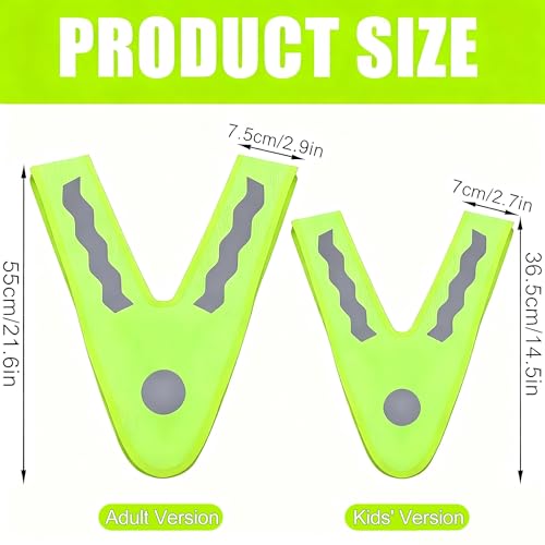 YeahBoom V-Form Reflektorweste,2 Stück V-Form Warnweste,Reflektorweste Kinder Gelb,Sicherheitsweste,Waschbar,Warnschutzweste Universal Größe für Kinder Erwachsene