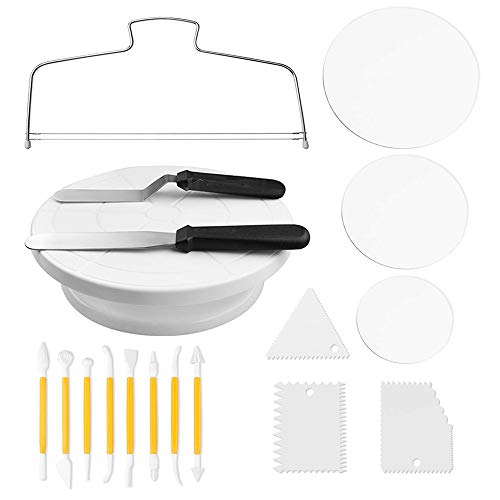 60% Off Discount Cake Decorating Kit - Cake-Turntable with 2 Icing Spatulas,3 Cake Scrappers,6,8,10-Inch Cake Board,8 Engraving Pens, 1 Cake Leveler