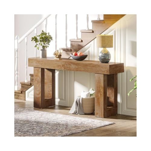 MENGLI-2024 Mesa Consola Mesa Consola de 63 Pulgadas de Largo, Estilo rústico, for Entrada y Pasillo. Mesa de Entrada(Light Brown)
