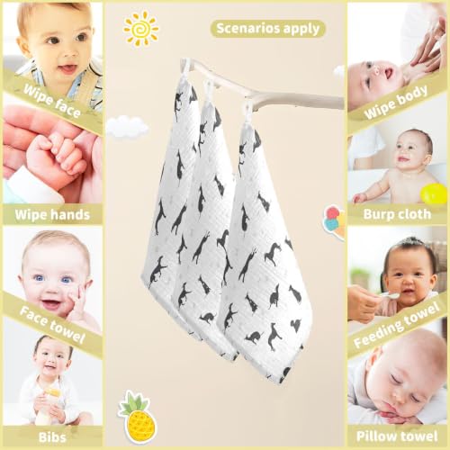 Image of vvfelixl Baby Cotton Washcloths Whippet Dog Infants Bath Towel for Unisex Puppy Face Towels for Newborn, Natural Baby Wipes Delicate Skin, 11.8 X 11.8 inch, one sizex3