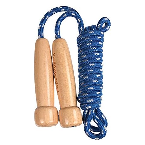 Jump Rope for Women Men Kids, EGOSKY Adjustable Wooden Handle Skipping Rope for Adult Boys Girls Fitness Exercise Outdoor Activity (Blue) Cover