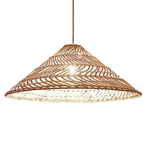 Lustre rond chapeau de paille rotin pour éclairage doux bar