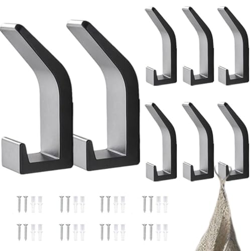 Qivine 8 Piezas Perchero Pared Negro Metal