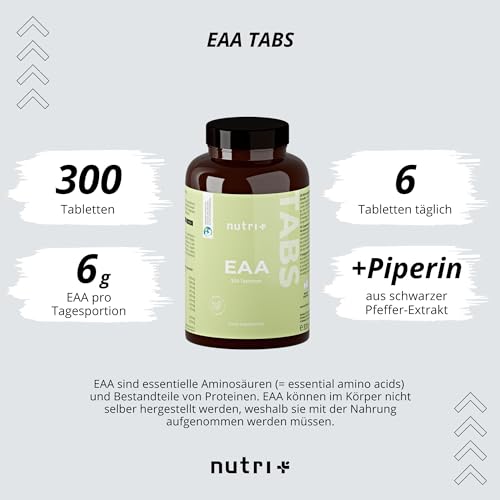 EAA Kapseln Nutri – Hochdosierte essentielle Aminosäuren, 300 Tabletten